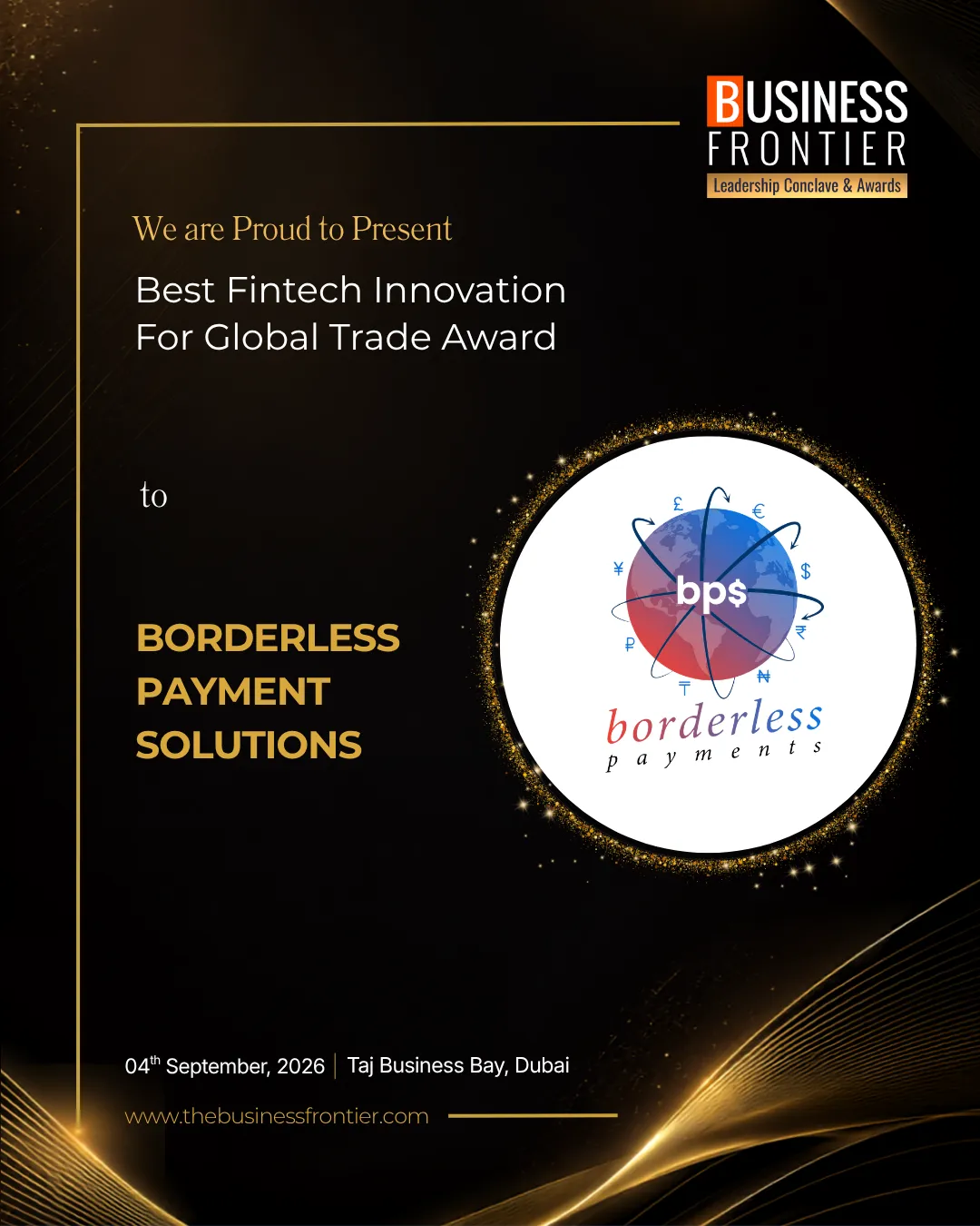 Best Fintech Innovation For Global Trade Award 2026 - Borderless Payment Solutions